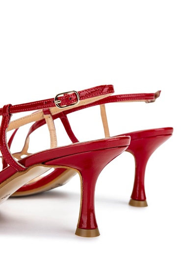  Tamer Tanca Kadın Hakiki Deri Kırmızı Rugan Topuklu Ayakkabı