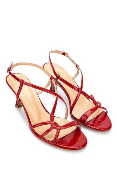  Tamer Tanca Kadın Hakiki Deri Kırmızı Rugan Topuklu Ayakkabı