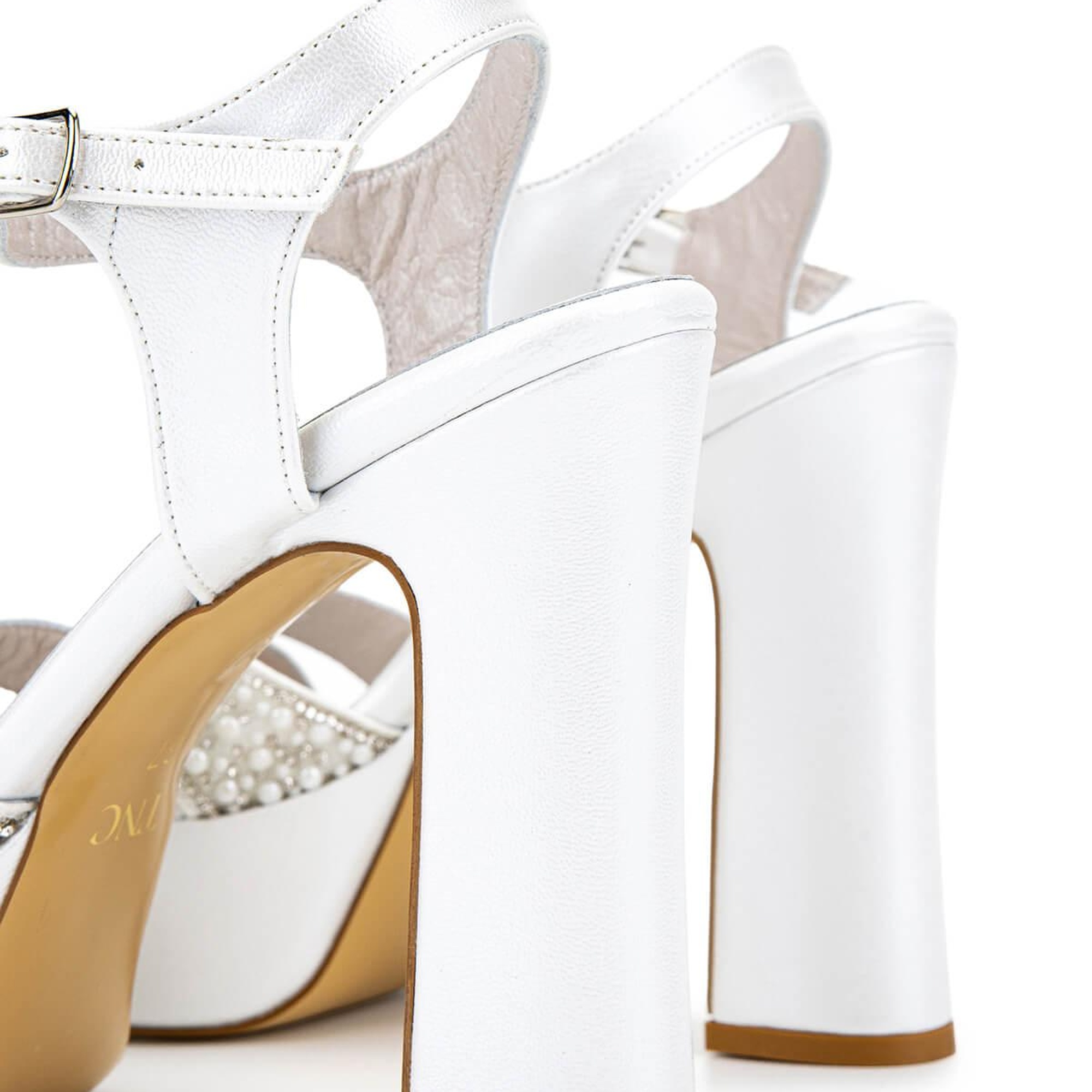 Tamer Tanca Kadın Vegan Beyaz Sedef Topuklu Ayakkabı