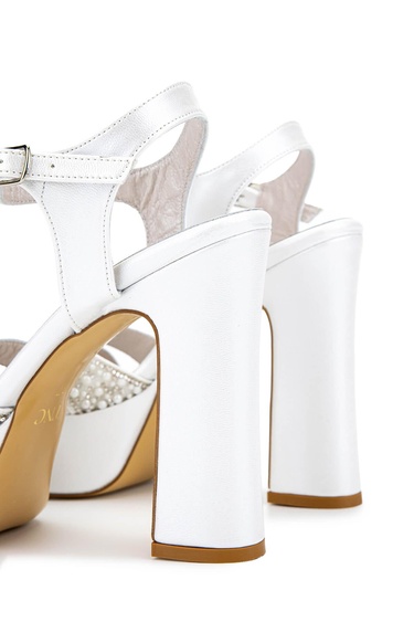  Tamer Tanca Kadın Vegan Beyaz Sedef Topuklu Ayakkabı