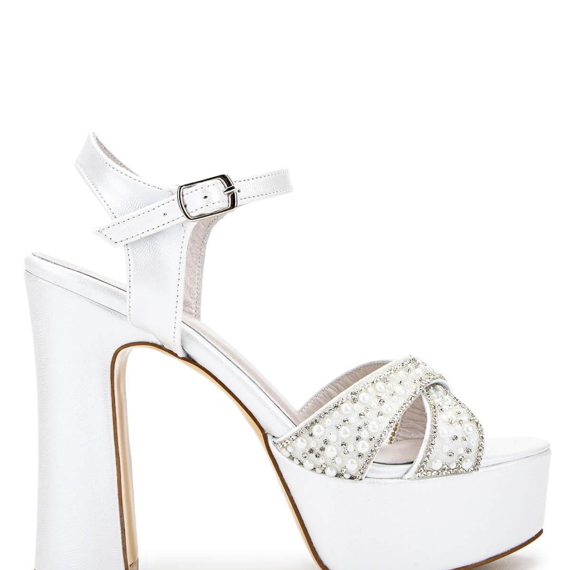 Tamer Tanca Kadın Vegan Beyaz Sedef Topuklu Ayakkabı