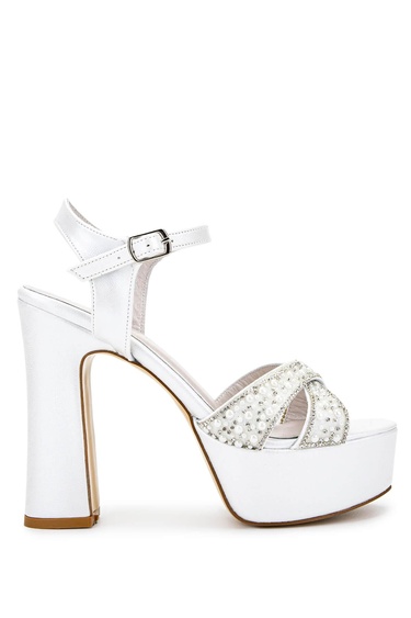  Tamer Tanca Kadın Vegan Beyaz Sedef Topuklu Ayakkabı