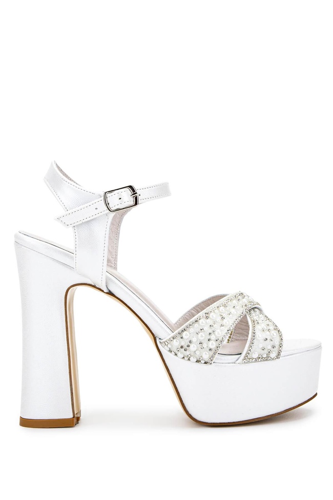  Tamer Tanca Kadın Vegan Beyaz Sedef Topuklu Ayakkabı