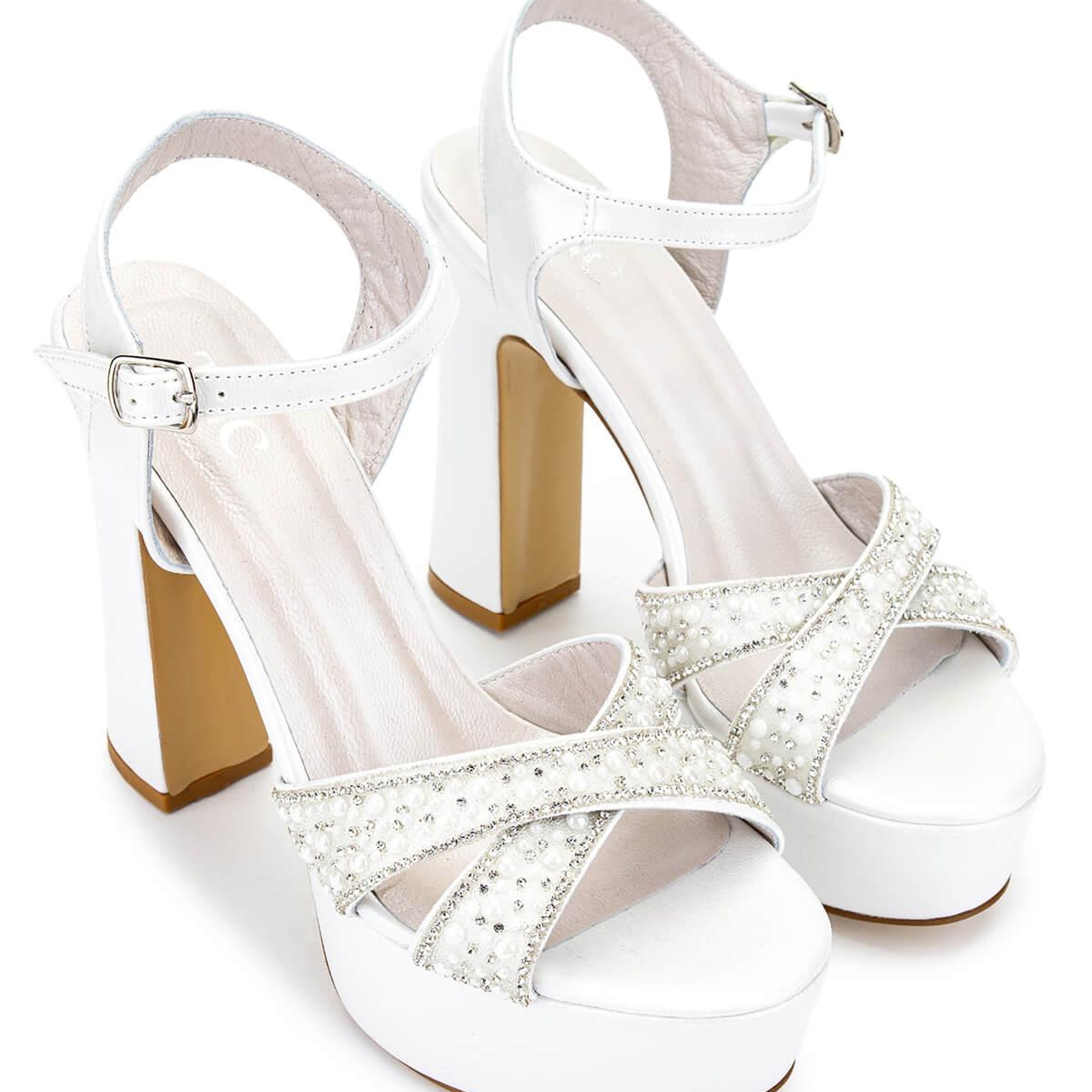 Tamer Tanca Kadın Vegan Beyaz Sedef Topuklu Ayakkabı