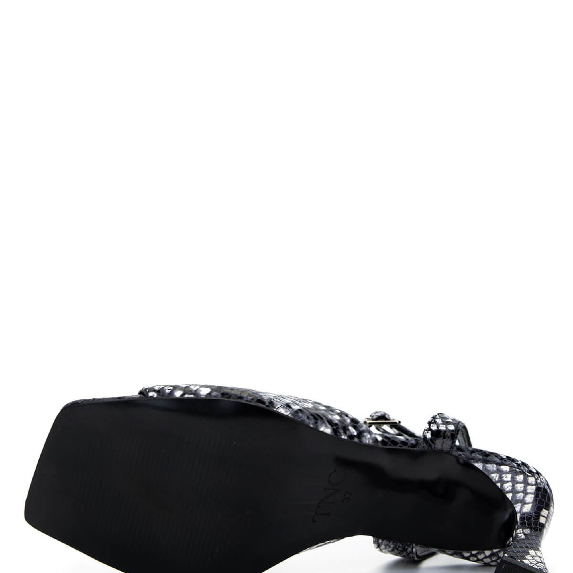 Tamer Tanca Kadın Hakiki Deri Siyah/Beyaz Yılan Topuklu Ayakkabı