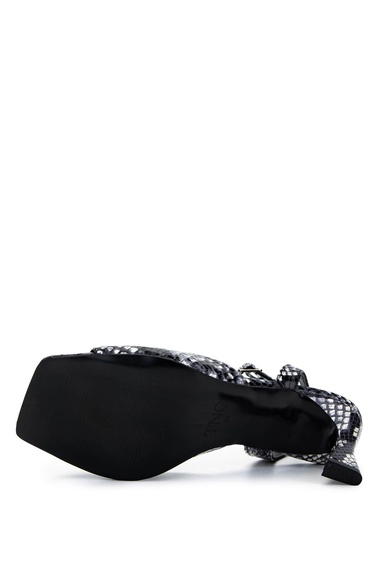  Tamer Tanca Kadın Hakiki Deri Siyah/Beyaz Yılan Topuklu Ayakkabı