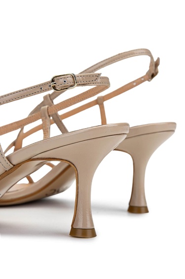  Tamer Tanca Kadın Hakiki Deri Bej Rugan Topuklu Ayakkabı