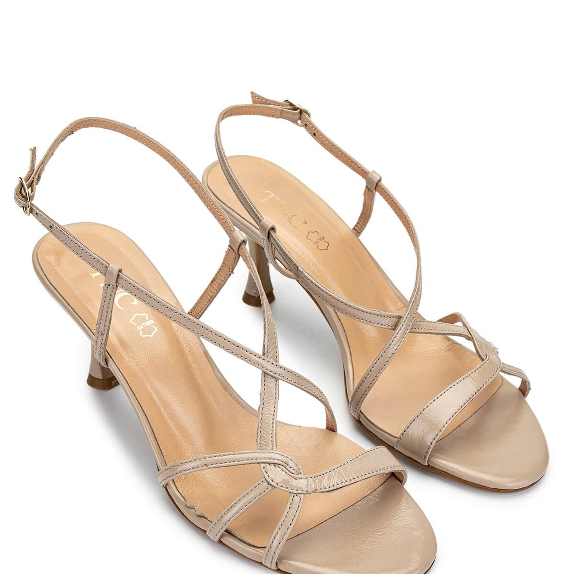 Tamer Tanca Kadın Hakiki Deri Bej Rugan Topuklu Ayakkabı