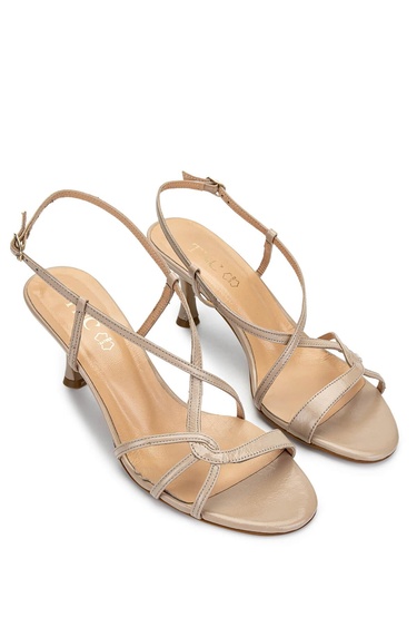  Tamer Tanca Kadın Hakiki Deri Bej Rugan Topuklu Ayakkabı