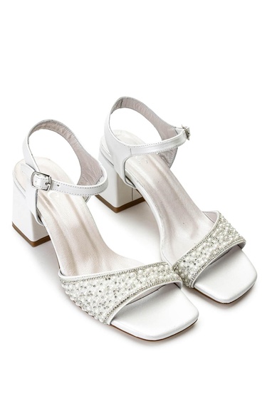  Tamer Tanca Kadın Hakiki Deri Beyaz Sedef Topuklu Ayakkabı