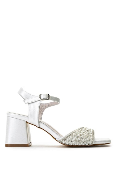  Tamer Tanca Kadın Hakiki Deri Beyaz Sedef Topuklu Ayakkabı