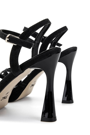  Tamer Tanca Kadın Suni Deri Siyah Topuklu Ayakkabı