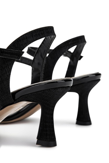  Tamer Tanca Kadın Vegan Siyah Topuklu Ayakkabı