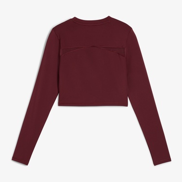  Puma Shape Cropped Ls Kadın Bordo Antrenman T-Shirt