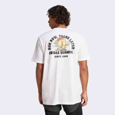  adidas Koşu Sonrasi Taco Grafikli Erkek Beyaz Koşu T-Shirt
