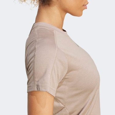  adidas Aeroready Train Essentials Minimal Branding Crewneck Kadın Kahverengi Antrenman T-Shirt