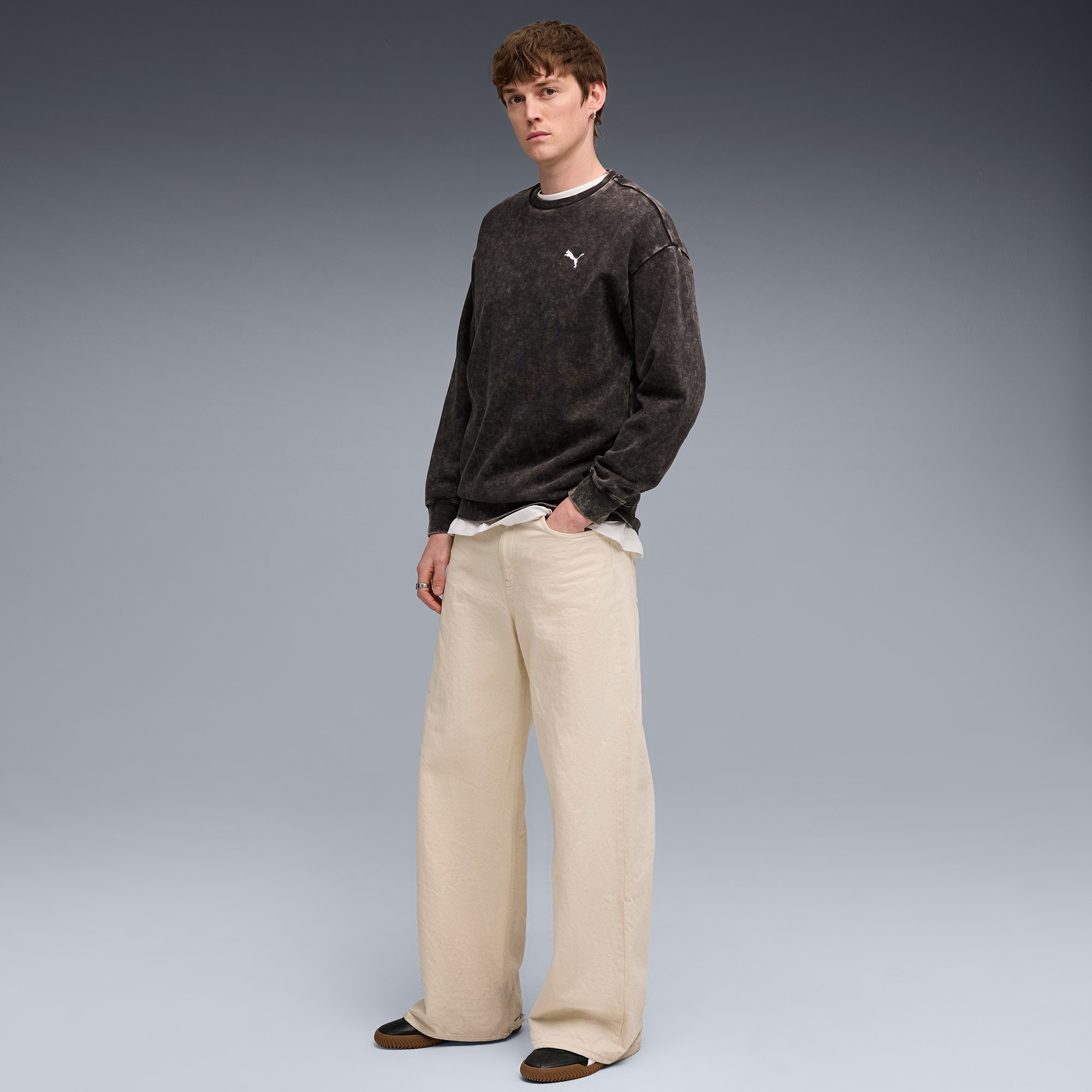 Puma Ess Elevated Wash Crew Erkek Siyah Sweatshirt