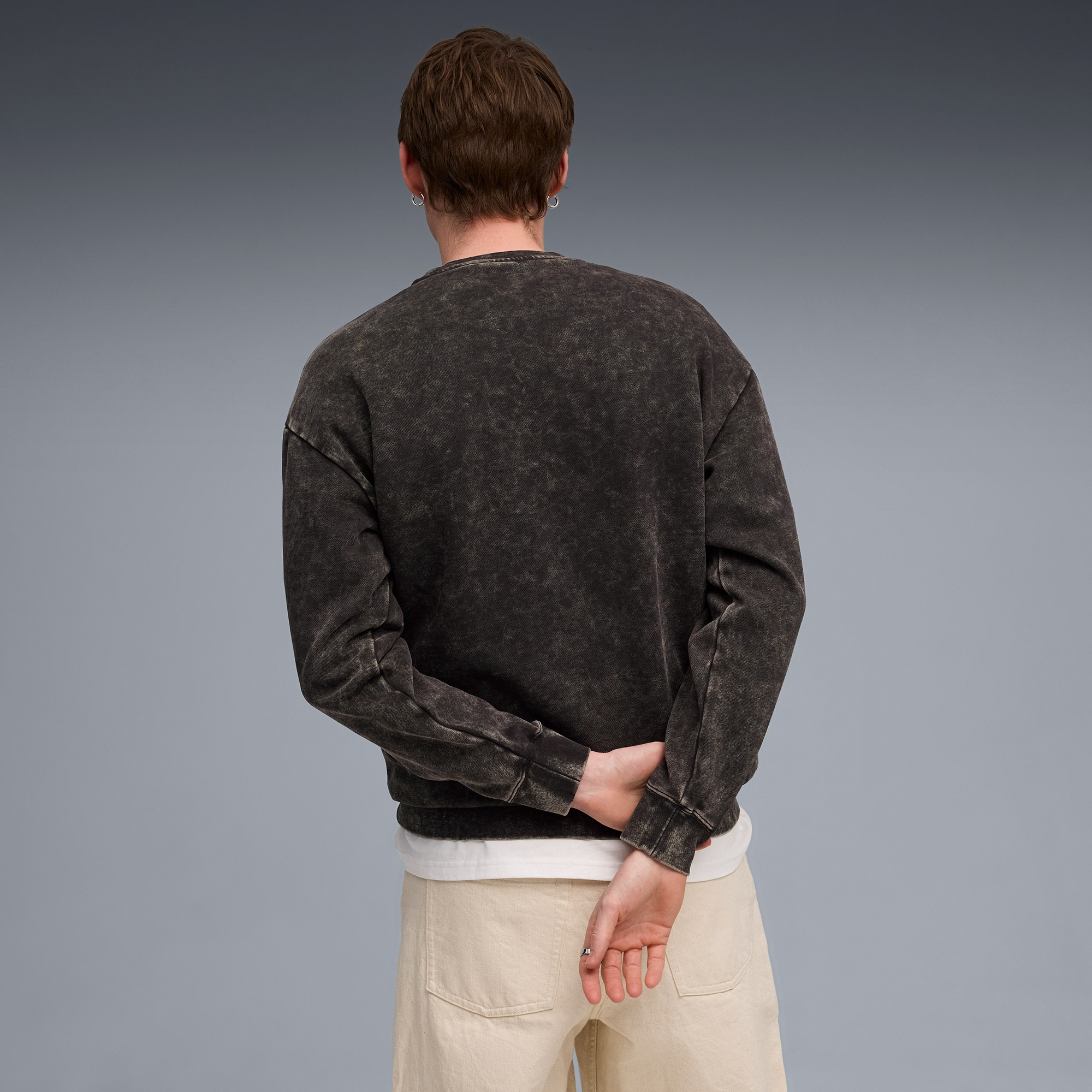 Puma Ess Elevated Wash Crew Erkek Siyah Sweatshirt