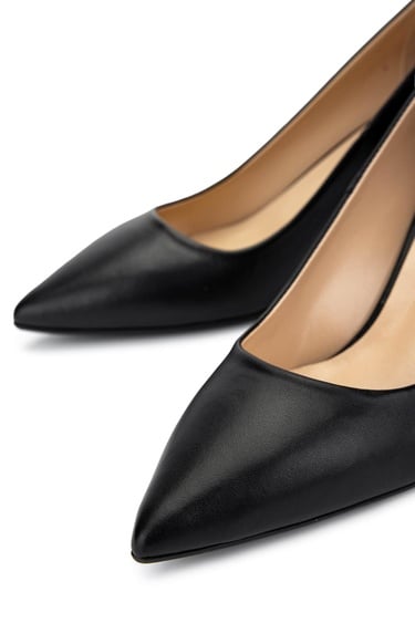  Tamer Tanca Kadın Hakiki Deri Siyah Deri Topuklu Ayakkabı