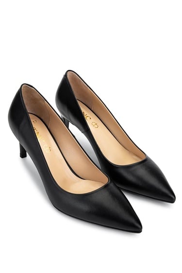  Tamer Tanca Kadın Hakiki Deri Siyah Deri Topuklu Ayakkabı