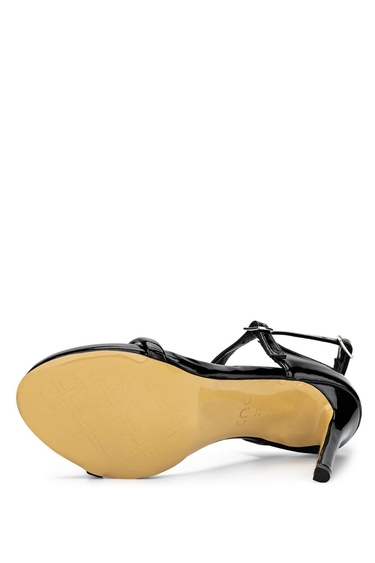  Tamer Tanca Kadın Vegan Siyah Rugan Topuklu Ayakkabı