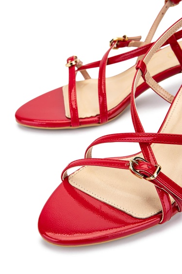  Tamer Tanca Kadın Hakiki Deri Kırmızı Rugan Topuklu Ayakkabı