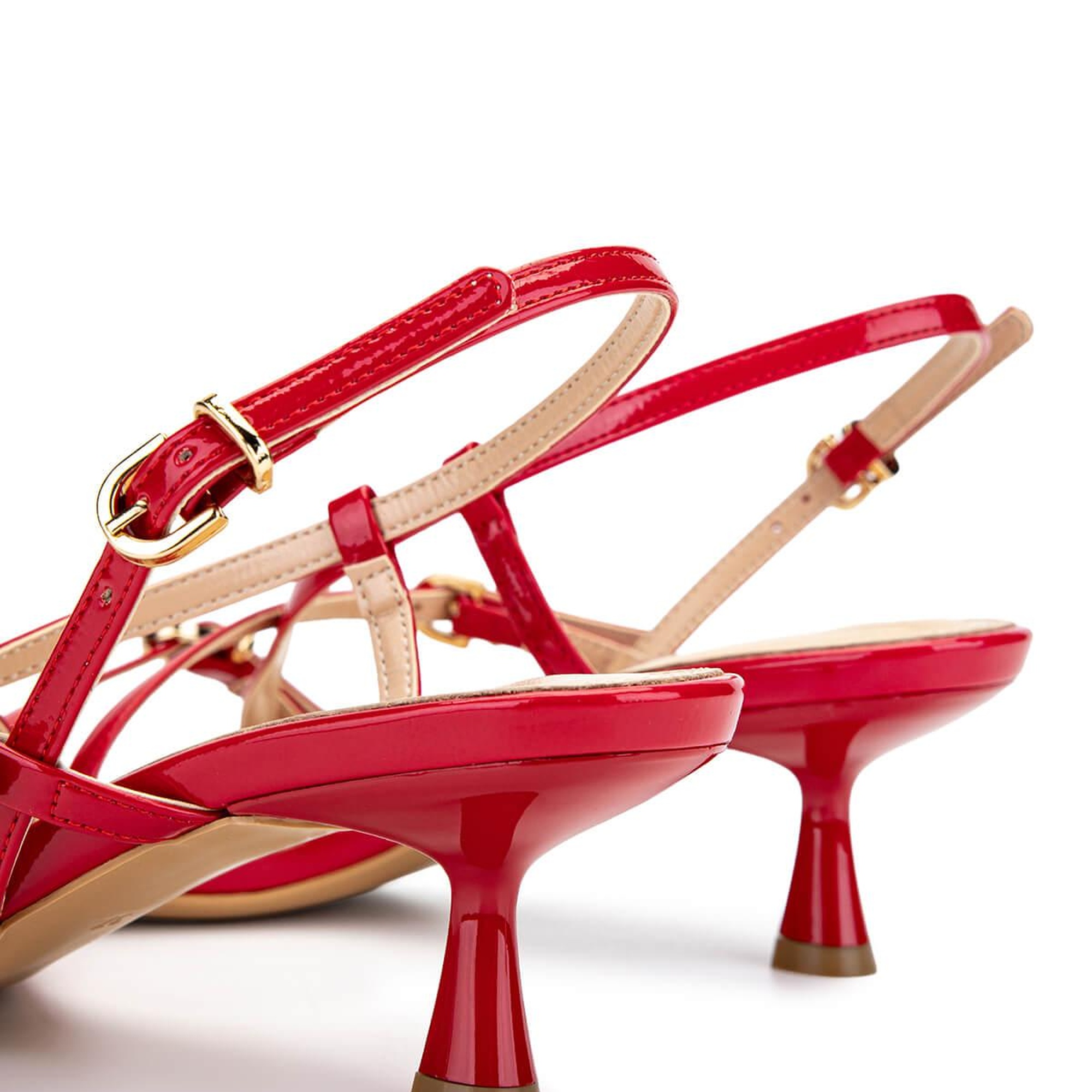 Tamer Tanca Kadın Hakiki Deri Kırmızı Rugan Topuklu Ayakkabı