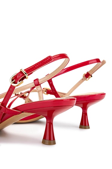  Tamer Tanca Kadın Hakiki Deri Kırmızı Rugan Topuklu Ayakkabı