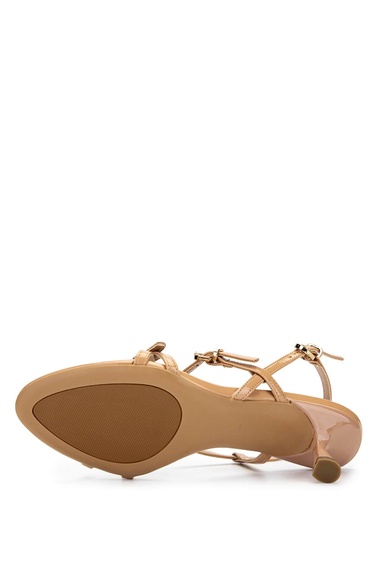  Tamer Tanca Kadın Hakiki Deri Bej Rugan Topuklu Ayakkabı