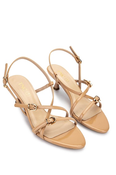  Tamer Tanca Kadın Hakiki Deri Bej Rugan Topuklu Ayakkabı