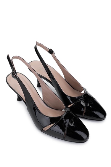  Tamer Tanca Kadın Hakiki Deri Siyah Rugan Topuklu Ayakkabı