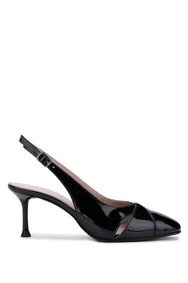  Tamer Tanca Kadın Hakiki Deri Siyah Rugan Topuklu Ayakkabı