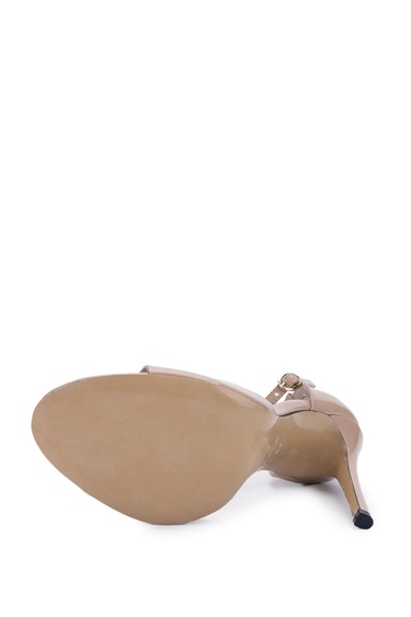  Tamer Tanca Kadın Hakiki Deri Bej Rugan Topuklu Ayakkabı