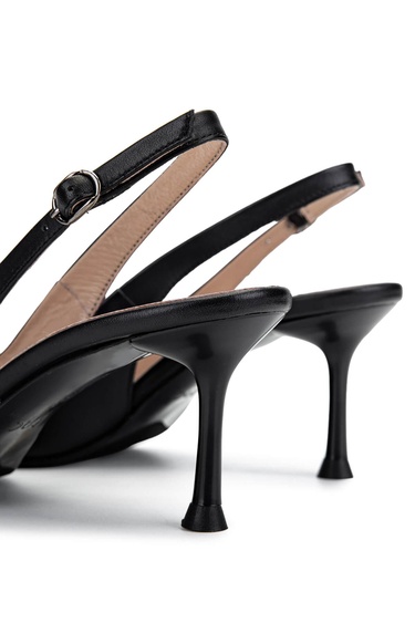  Tamer Tanca Kadın Hakiki Deri Siyah Deri Topuklu Ayakkabı