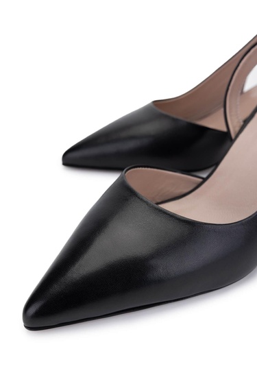  Tamer Tanca Kadın Hakiki Deri Siyah Deri Topuklu Ayakkabı