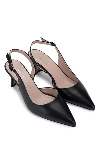  Tamer Tanca Kadın Hakiki Deri Siyah Deri Topuklu Ayakkabı