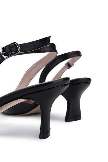  Tamer Tanca Kadın Hakiki Deri Siyah Deri Topuklu Ayakkabı