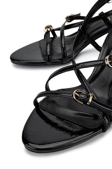  Tamer Tanca Kadın Hakiki Deri Siyah Rugan Topuklu Ayakkabı