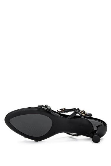  Tamer Tanca Kadın Hakiki Deri Siyah Rugan Topuklu Ayakkabı