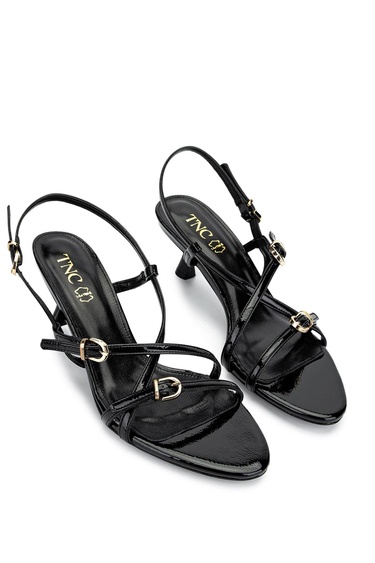  Tamer Tanca Kadın Hakiki Deri Siyah Rugan Topuklu Ayakkabı