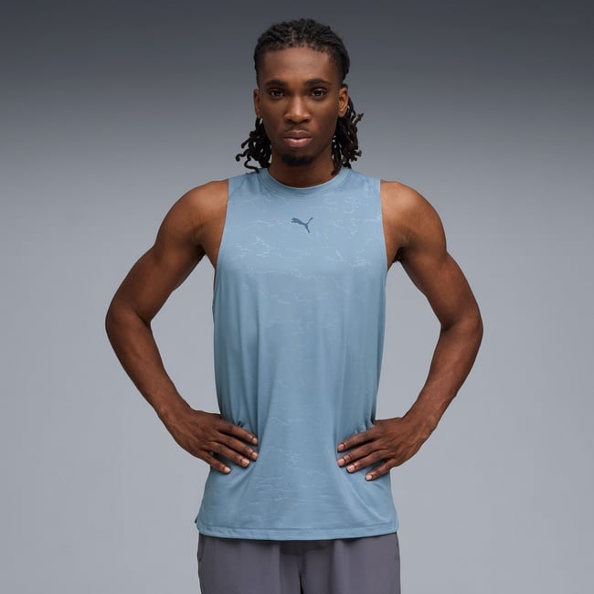  Puma Cloudspun Emboss Tank Erkek Mavi Antrenman Atleti