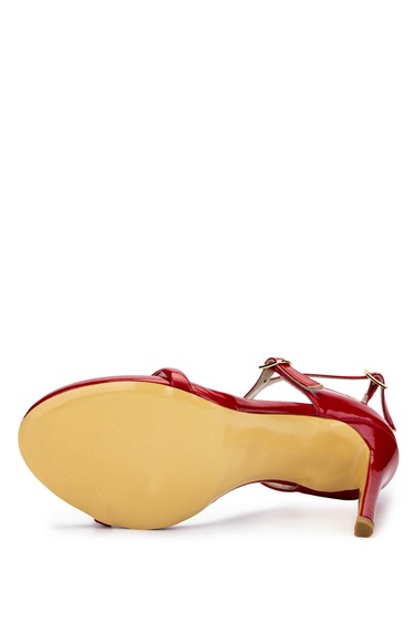  Tamer Tanca Kadın Vegan Kırmızı Rugan Topuklu Ayakkabı