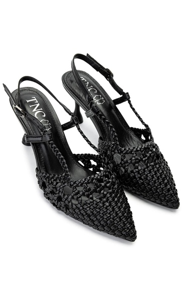  Tamer Tanca Kadın Suni Deri Siyah Topuklu Ayakkabı