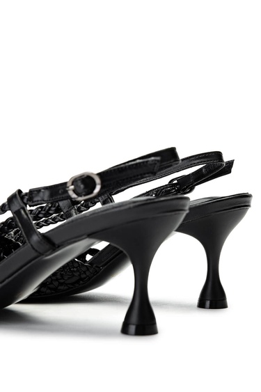  Tamer Tanca Kadın Suni Deri Siyah Topuklu Ayakkabı