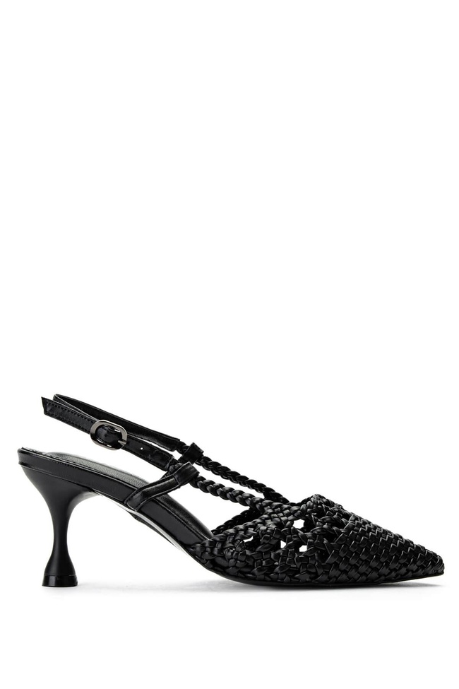  Tamer Tanca Kadın Suni Deri Siyah Topuklu Ayakkabı