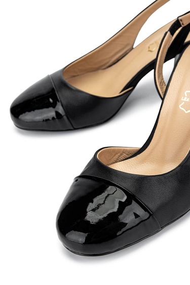  Tamer Tanca Kadın Hakiki Deri Siyah Rugan Topuklu Ayakkabı