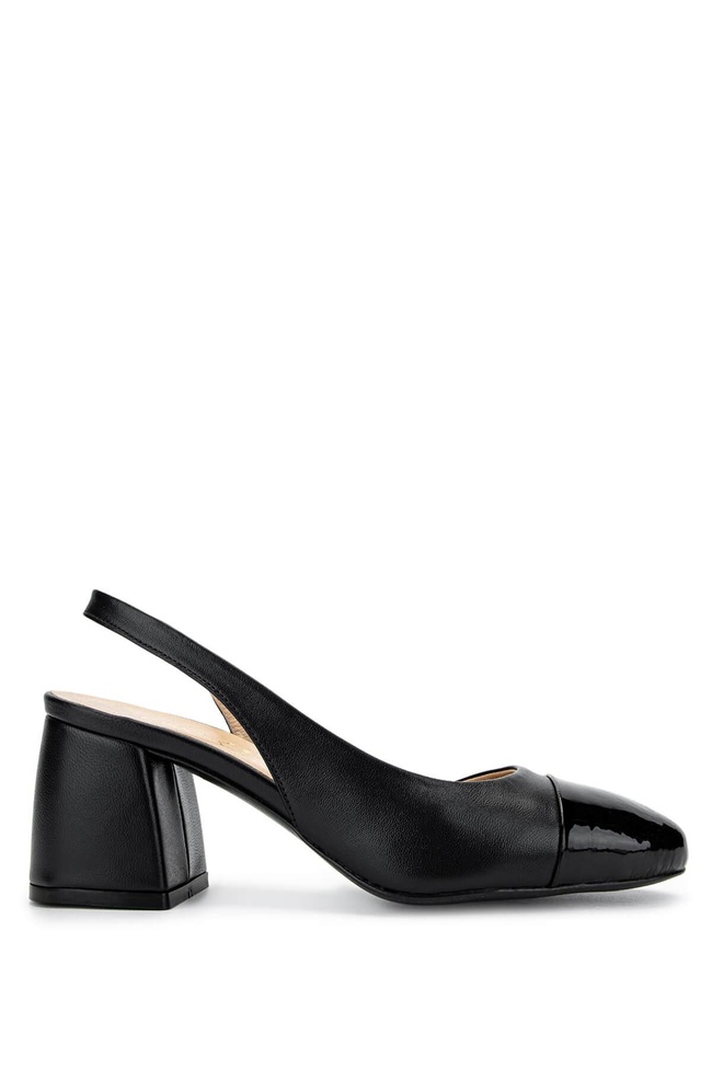  Tamer Tanca Kadın Hakiki Deri Siyah Rugan Topuklu Ayakkabı