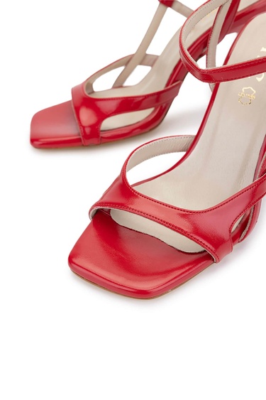  Tamer Tanca Kadın Vegan Kırmızı Topuklu Ayakkabı
