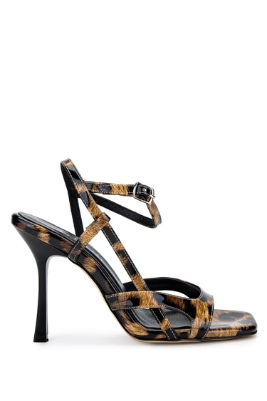  Tamer Tanca Kadın Vegan Leopar Topuklu Ayakkabı