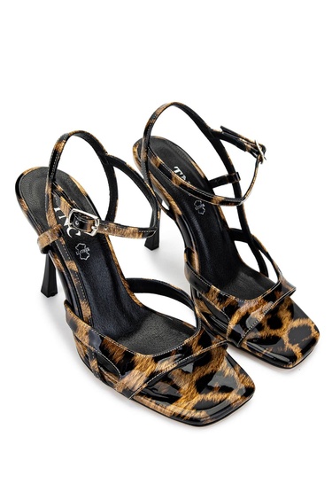  Tamer Tanca Kadın Vegan Leopar Topuklu Ayakkabı